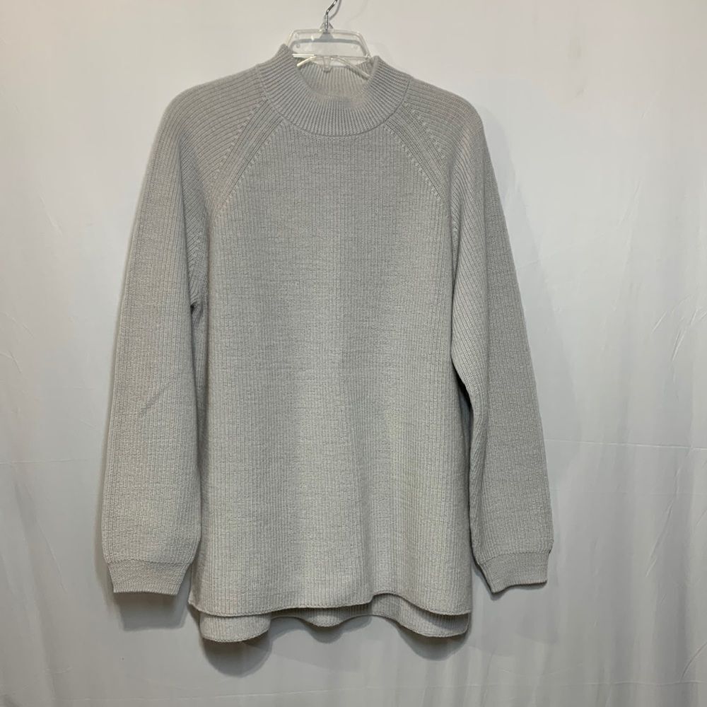 MUJI mock neck wool sweater raglan sleeves hi-lo hemline women’s OVERSIZED XXS
